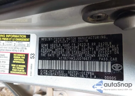 2018 Toyota Camry Xse V6 from USA, damaged, VIN 4T1BZ1HK5JU016677